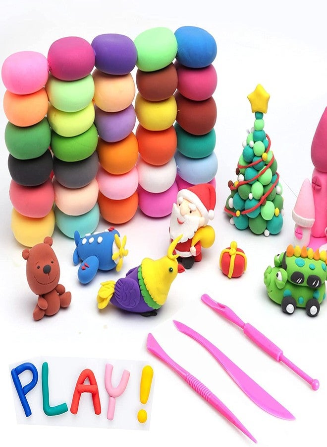 4WORDS DIY Ultra-Light Creative Art and Craft Air Dry Super Clay with Carving Molding Tools Kit for Girls and Boys; Kids Above Age 5+ Year Old (Pack of 12)